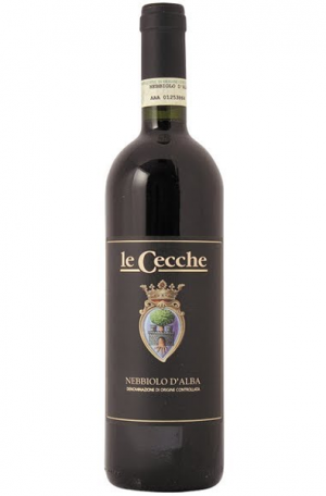 Red Wine Bottle of Le Cecche Nebbiolo d'Alba from Italy