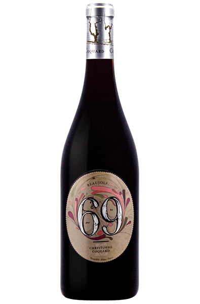 Red Wine Bottle of Coquard 69 Beaujolais from France