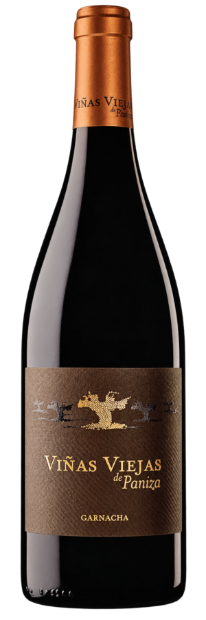 Paniza Viñas Viejas Garnacha with copper capsule and gold-tree label