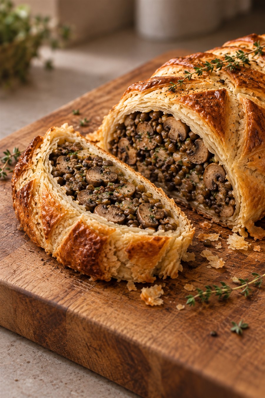 Mushroom-and-lentil Wellington