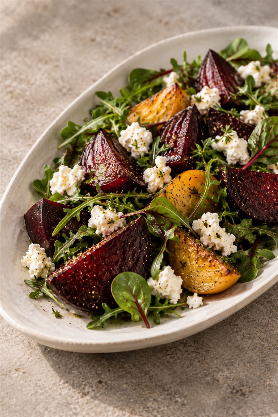 Roasted beet and goat-cheese salad