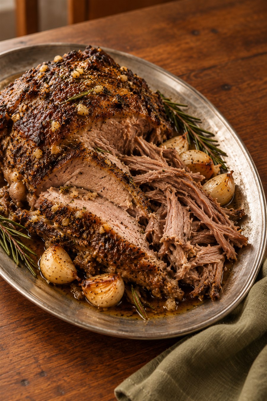 Rosemary-and-garlic roast lamb shoulder